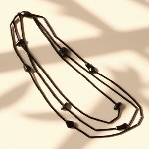 Fabulous & Dramatic MONIES Triple Strand 44" Ebony-Black Statement Necklace